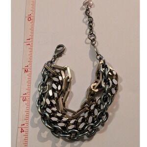 Sabika Multi Strand Mixed Metal Chain Bracelet Gunmetal Gold Silver Tone